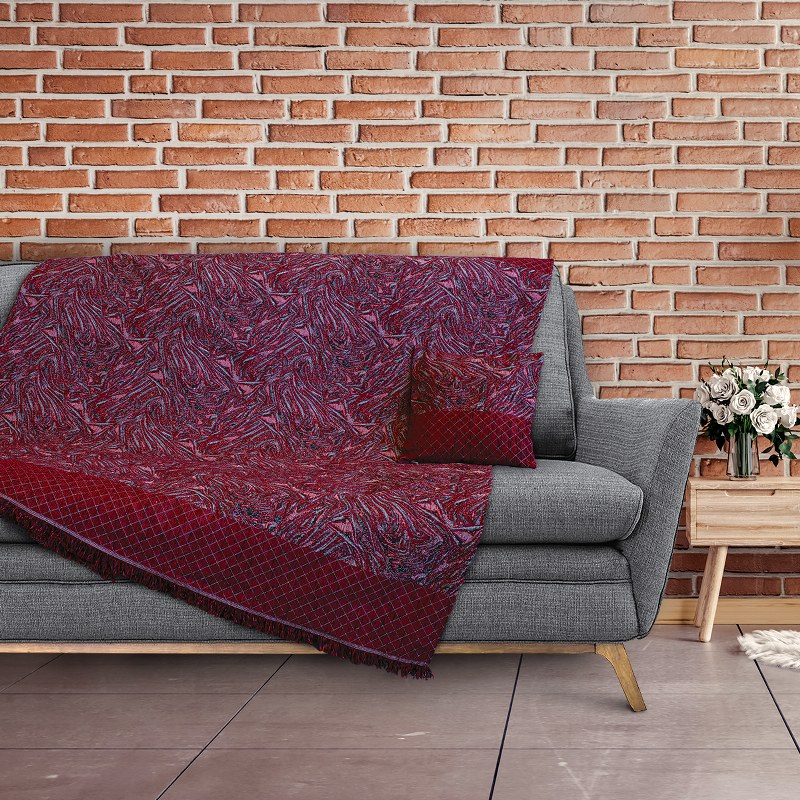Ριχτάρι Σενίλ Ζακάρ Διθέσιου 180x240εκ. Dario Bordo Sb Home (Ύφασμα: Chenille, Χρώμα: Μπορντώ ) - Sb home - 5206864069206